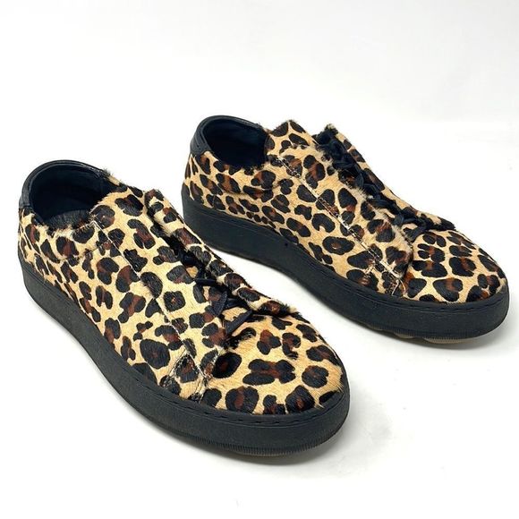 CREAM by DSW Leopard Calf Hair Platform Lace Up Sneakers Size 39/8.5 - Picture 2 of 9